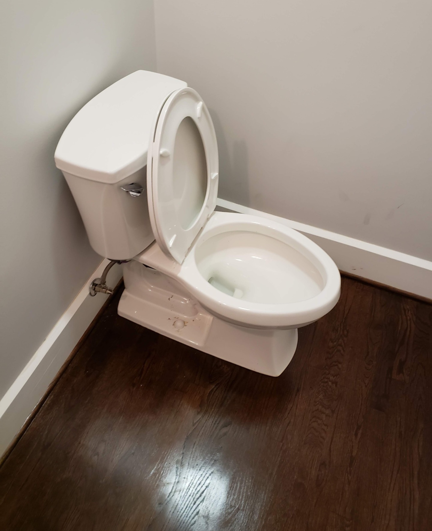 Toilet installation on hardwood floor